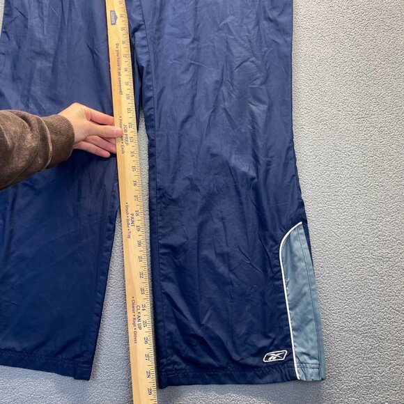 VINTAGE Reebok Pants Mens Large Blue Lined Windbreaker Track Zip Y2K,Wide Leg - Picture 6 of 14